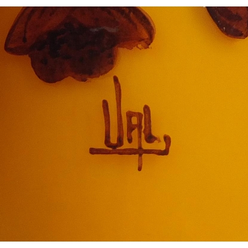 177 - Val St Lambert, Art Nouveau orange cameo glass vase, signed Val, 19.5cm high