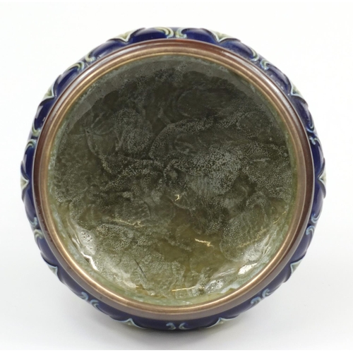 59 - Royal Doulton, Art Nouveau silver mounted pedestal bowl with silver servers, the bowl hallmarked Lon... 