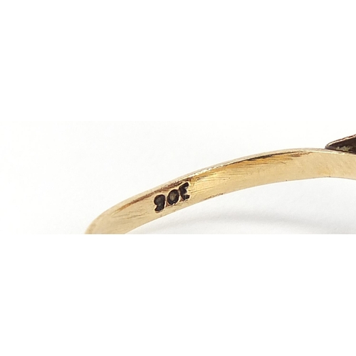 204 - Large 9ct gold purple stone ring, size N, 5.6g