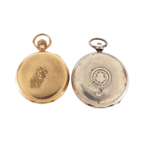 80 - Two Waltham open face pocket watches including one silver, hallmarked Birmingham 1897, 53mm and 50mm... 