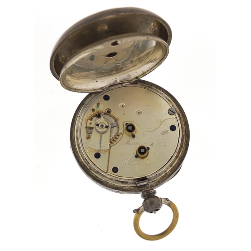 237 - Skarratt & Co, gentlemen's silver open face pocket watch with subsidiary dial, 52mm in diameter