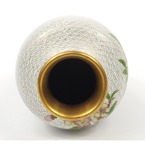 234 - Two Chinese cloisonné vases including one enamelled with a dog before a vase and scroll, the largest... 