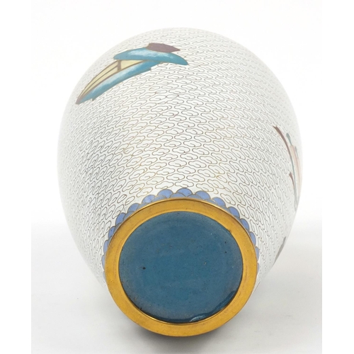 234 - Two Chinese cloisonné vases including one enamelled with a dog before a vase and scroll, the largest... 