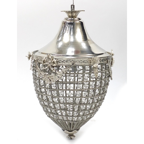 1834 - French style bag chandelier with ornate metal mounts, 56cm high