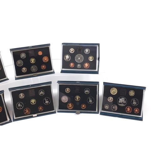 1375 - Eight Royal Mint proof coin collections including 1991 and 1990 and 1984