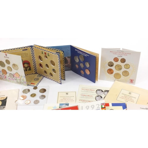 1373 - Fourteen United Kingdom uncirculated coin collections by the Royal Mint including dates 1993, 1992, ... 