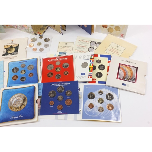 1373 - Fourteen United Kingdom uncirculated coin collections by the Royal Mint including dates 1993, 1992, ... 