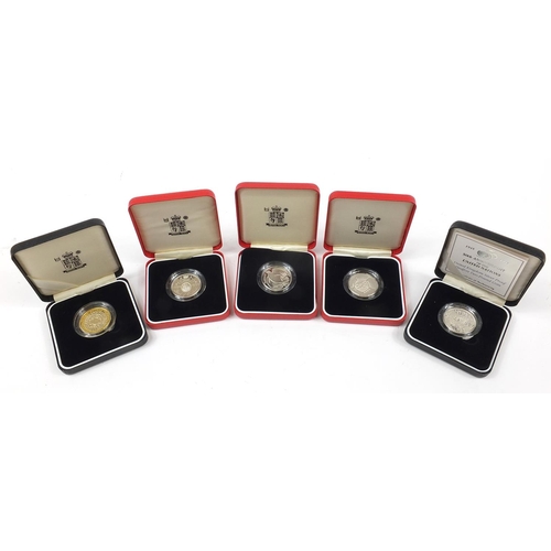 1369 - Five United Kingdom silver proof Piedfort two pound coins with cases including 1996 Celebration of F... 