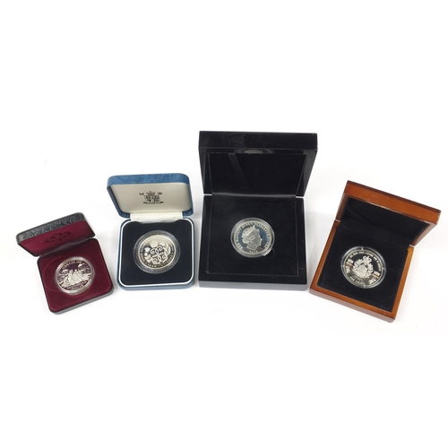 1366 - Silver proof coins with cases including 2013 Britannia five pounds, 2013 crown commemorating the chr... 