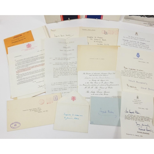 1350 - Collection of ephemera relating to Inspector David Mabon including Buckingham Palace