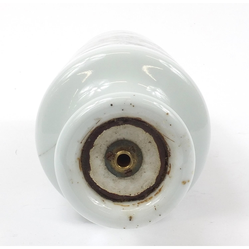 160 - Chinese en grisaille porcelain vase hand painted with river landscape, 34cm high