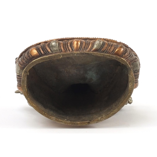 232 - Chinese bronze figure of Manjushri Buddha, 22cm high