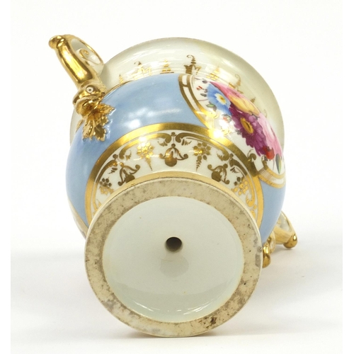15 - 19th century Swansea and Nantgarw style twin handle vase, finely hand painted and gilded with flower... 