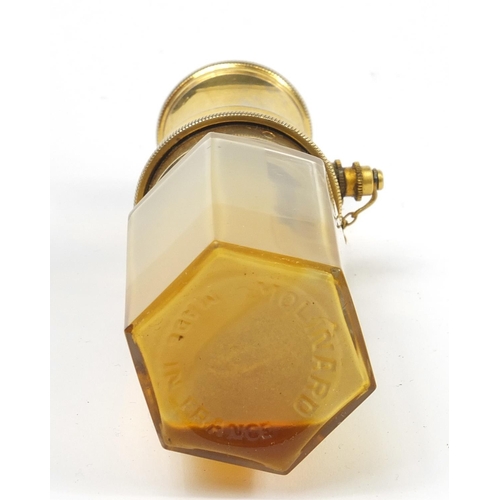 184 - Molinard, French vaporiser with leather case, 11.5cm high