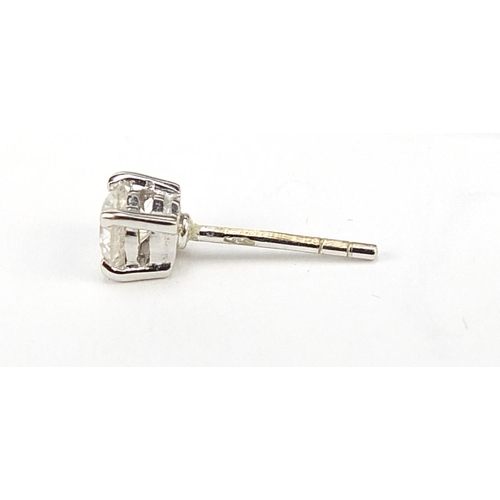 131 - Pair of 18ct white gold diamond solitaire stud earrings, approximately 4.4mm in diameter, 1.3g