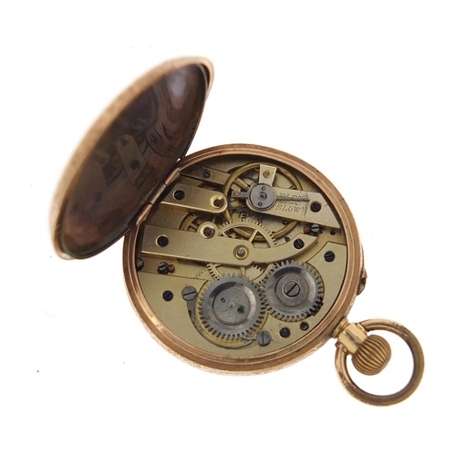 79 - 9ct gold ladies pocket watch with ornate enamel dial, housed in an H Chapman of Chelmsford box, 35mm... 