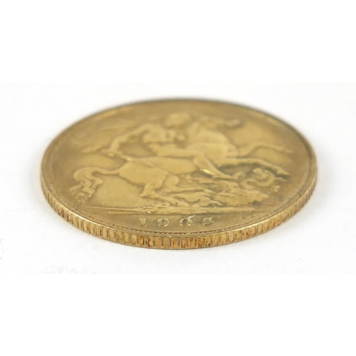 341 - Edward VII 1905 gold half sovereign - this lot is sold without buyer’s premium, the hammer price is ... 
