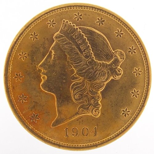 350 - United States of America 1904 gold twenty dollars, Liberty head to the reverse, 33.6g - this lot is ... 