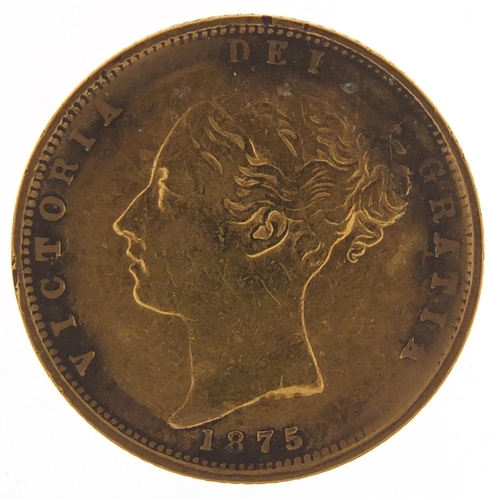 373 - Victoria Young Head 1875 shield back gold half sovereign - this lot is sold without buyer’s premium,... 