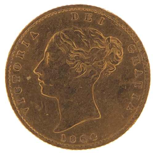 385 - Victoria Young Head 1864 shield back gold half sovereign - this lot is sold without buyer’s premium,... 