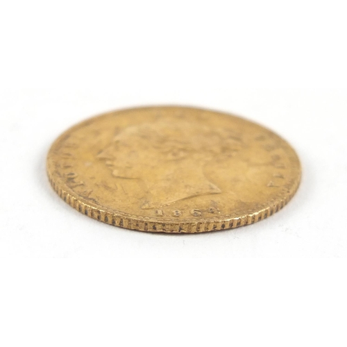 385 - Victoria Young Head 1864 shield back gold half sovereign - this lot is sold without buyer’s premium,... 