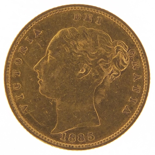 431 - Victoria Young Head 1885 shield back gold half sovereign - this lot is sold without buyer’s premium,... 