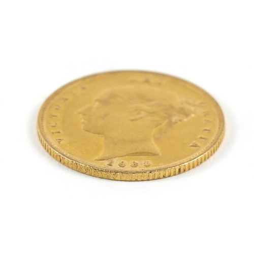 431 - Victoria Young Head 1885 shield back gold half sovereign - this lot is sold without buyer’s premium,... 