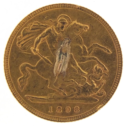 453 - Queen Victoria 1898 gold half sovereign - this lot is sold without buyer’s premium, the hammer price... 