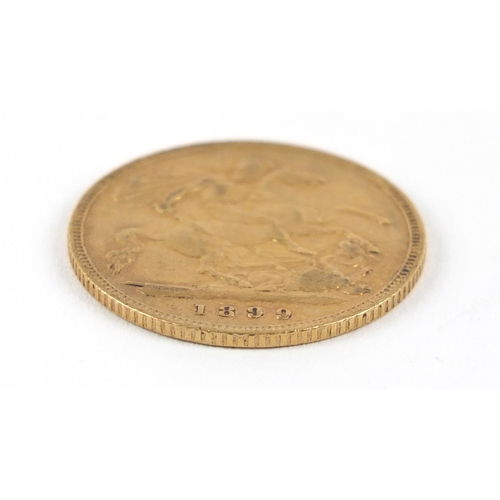 466 - Queen Victoria 1899 gold half sovereign - this lot is sold without buyer’s premium, the hammer price... 