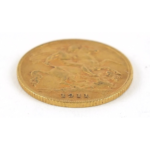 328 - George V 1911 gold half sovereign - this lot is sold without buyer’s premium, the hammer price is th... 