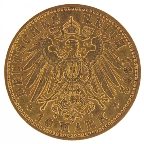 455 - German 1902 gold ten mark - this lot is sold without buyer’s premium, the hammer price is the price ... 