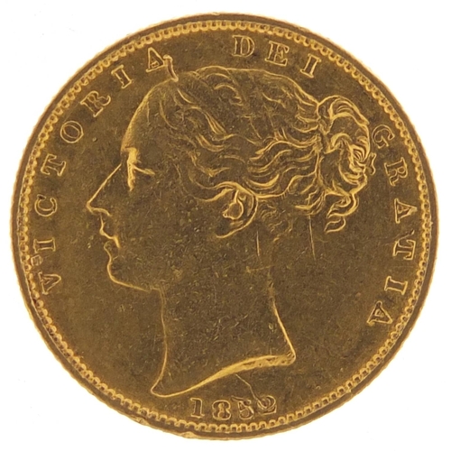 390 - Victoria Young Head 1852 shield back gold sovereign - this lot is sold without buyer’s premium, the ... 