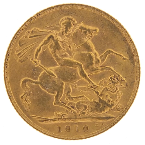 474 - Edward VII 1910 gold sovereign - this lot is sold without buyer’s premium, the hammer price is the p... 