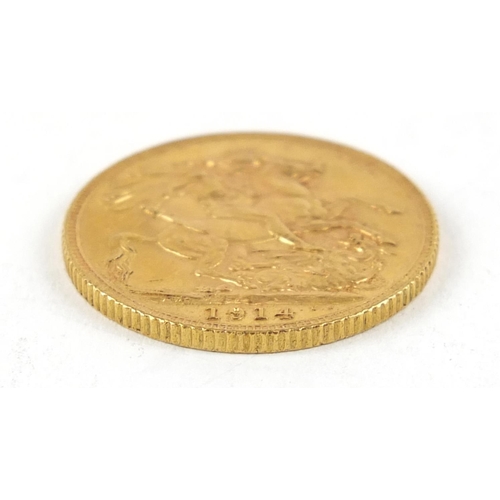 357 - George V 1914 gold sovereign - this lot is sold without buyer’s premium, the hammer price is the pri... 