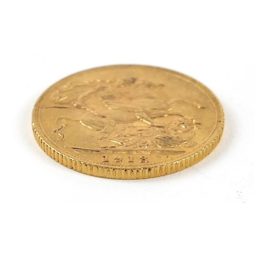 438 - George V 1913 gold sovereign - this lot is sold without buyer’s premium, the hammer price is the pri... 