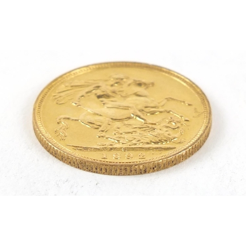 459 - Queen Victoria Jubilee Head 1892 gold sovereign, Sydney mint - this lot is sold without buyer’s prem... 