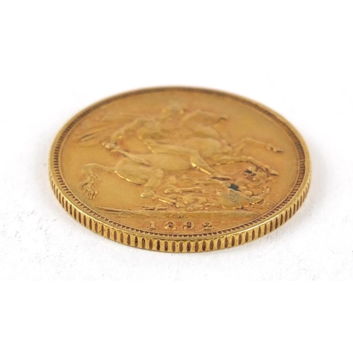 440 - Queen Victoria Jubilee Head 1892 gold sovereign, Melbourne mint - this lot is sold without buyer’s p... 