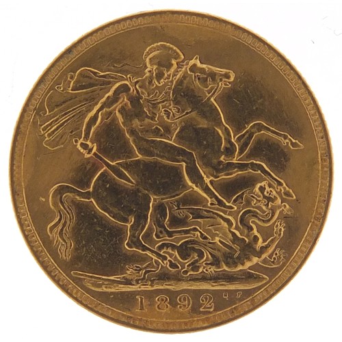 362 - Queen Victoria Jubilee Head 1892 gold sovereign - this lot is sold without buyer’s premium, the hamm... 