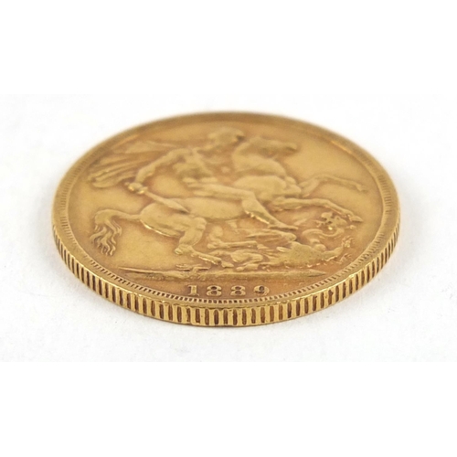 304 - Queen Victoria Jubilee Head 1889 gold sovereign - this lot is sold without buyer’s premium, the hamm... 
