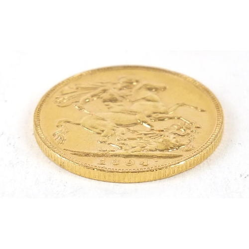 423 - Queen Victoria 1894 gold sovereign - this lot is sold without buyer’s premium, the hammer price is t... 