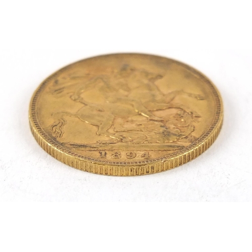 433 - Queen Victoria 1894 gold sovereign - this lot is sold without buyer’s premium, the hammer price is t... 