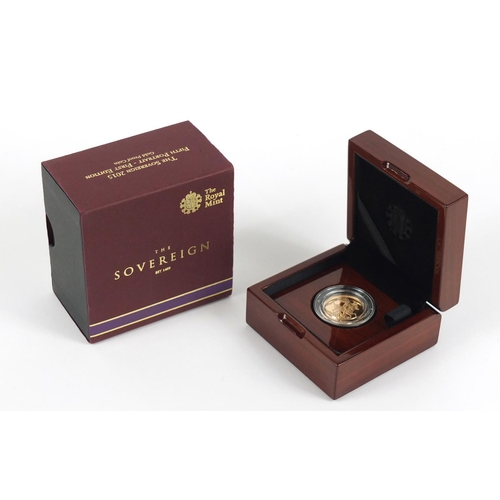 370 - Elizabeth II 2015 gold proof sovereign, boxed and with certificate numbered 1956 - this lot is sold ... 