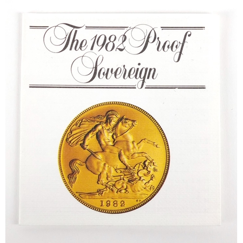 430 - Elizabeth II 1982 gold proof sovereign with fitted case and certificate - this lot is sold without b... 