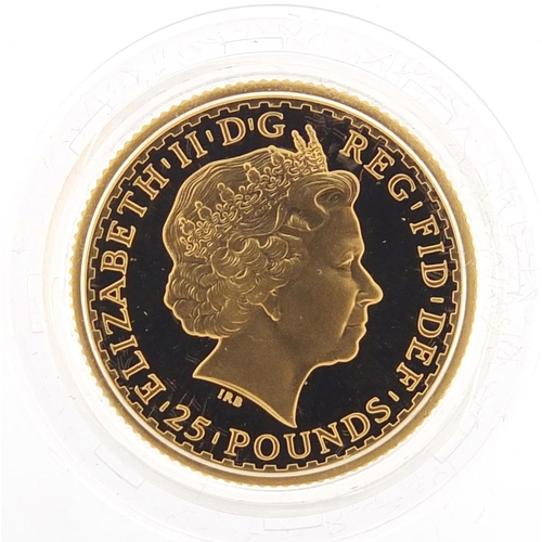 340 - Elizabeth II 2006 Britannia gold proof £25 coin with boxed and certificate numbered 0347 - this lot ... 