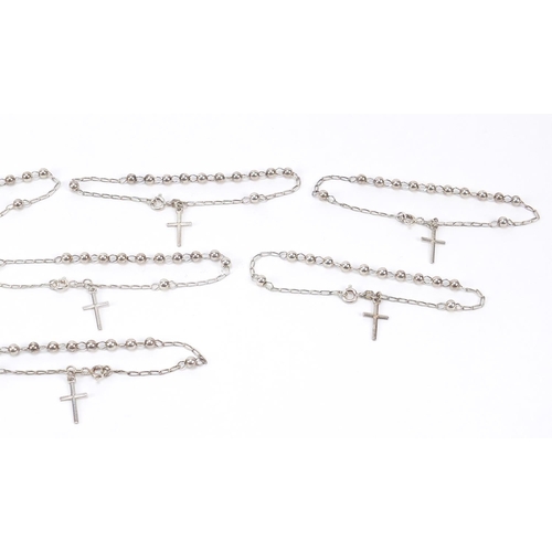 936 - Eight rosary bead design silver bracelets, 22.0g