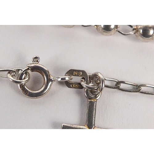 936 - Eight rosary bead design silver bracelets, 22.0g