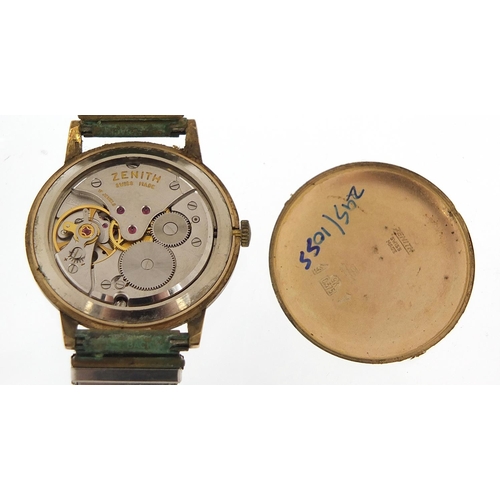 1198 - Zenith, gentlemen's 9ct gold manual wind wristwatch, 34mm in diameter