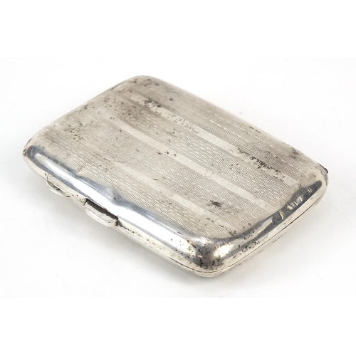 850 - Joseph Gloster Ltd, George V rectangular silver cigarette case with tortoiseshell design interior, B... 