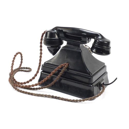 9 - Vintage black Bakelite pyramid telephone on stand