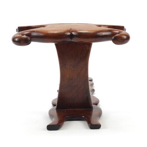 237 - Chinese carved hardwood plate stand, 32cm high